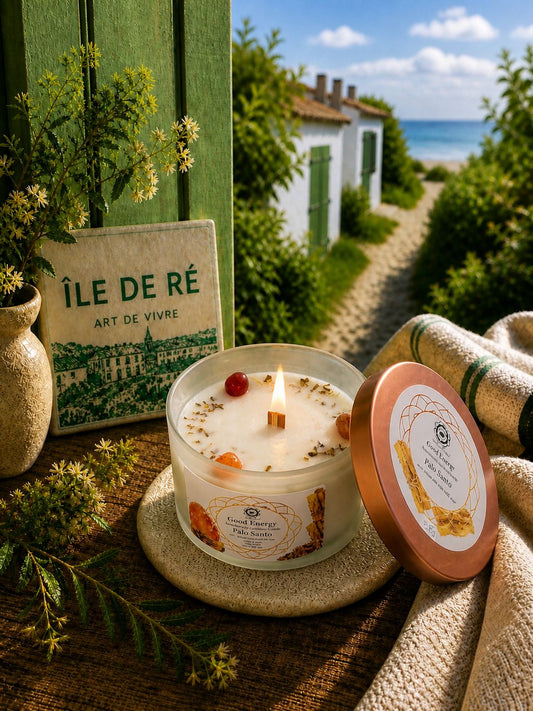 Bougie Parfumée Palo Santo & Cornaline – Chaleur Sacrée - shop_name Lithothérapie