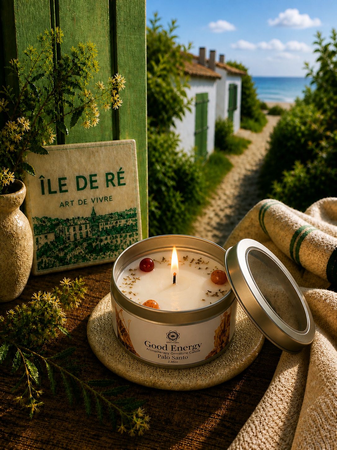 Bougie Parfumée Palo Santo & Cornaline – Chaleur Sacrée - shop_name Lithothérapie