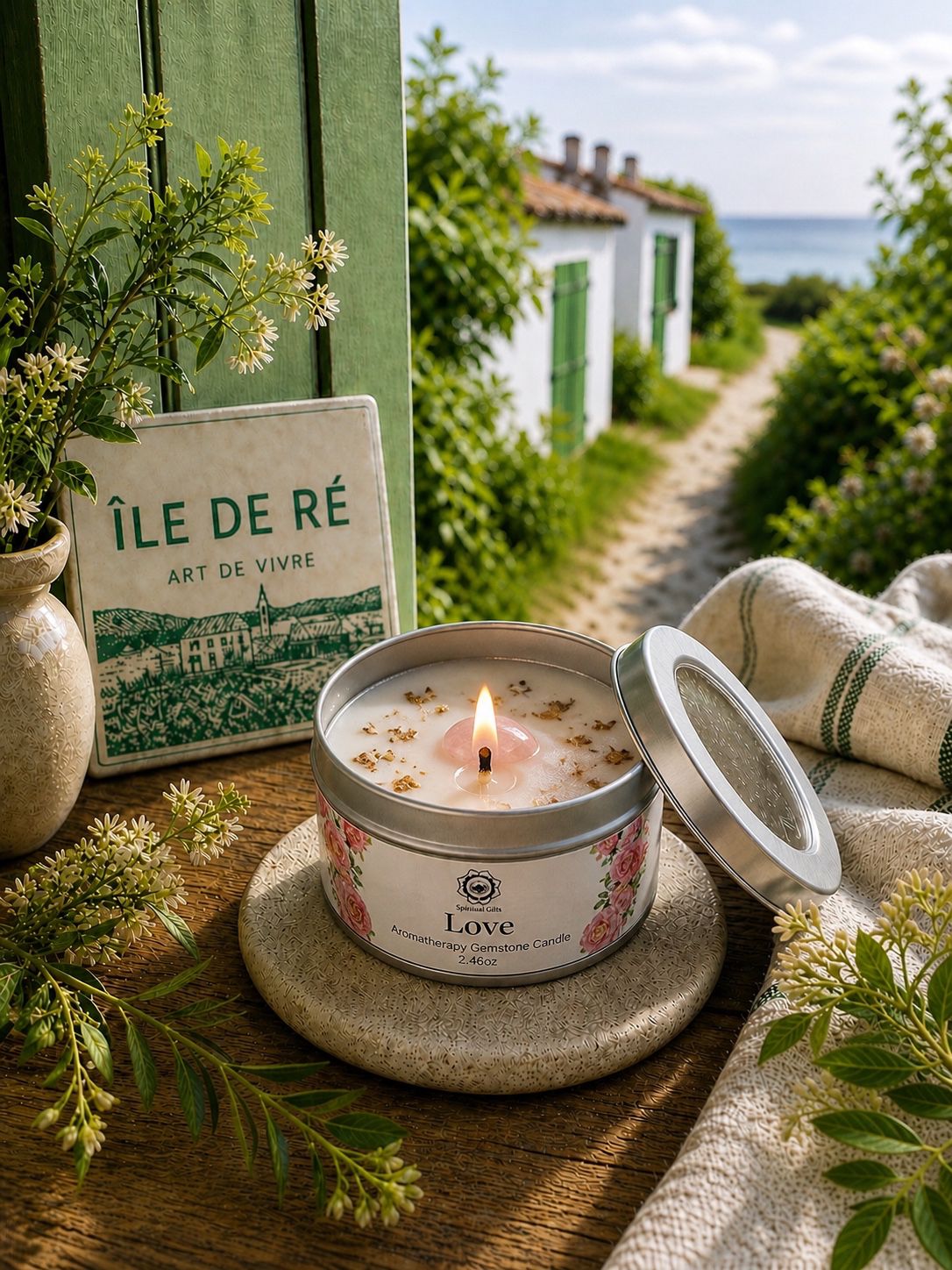 Bougie Parfumée Rose & Quartz Rose – Douceur Florale - shop_name Lithothérapie