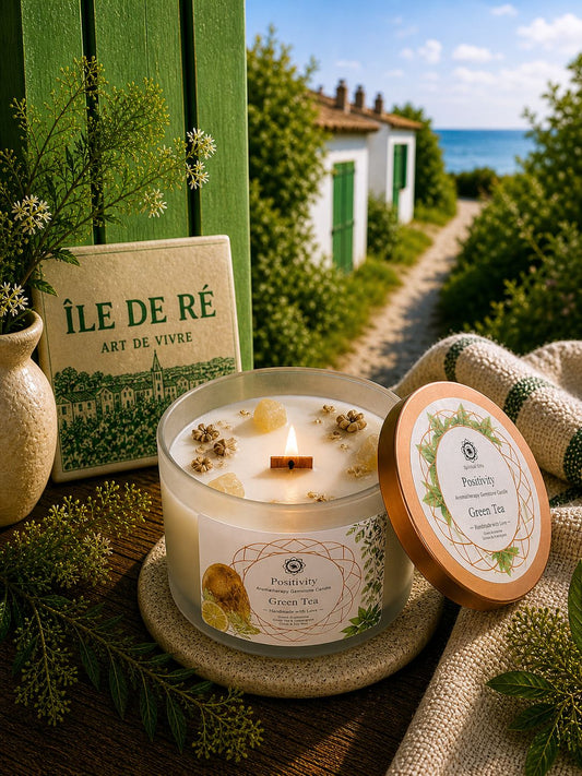 Bougie Parfumée Thé Vert & Citrine – Fraîcheur Végétale - shop_name Lithothérapie