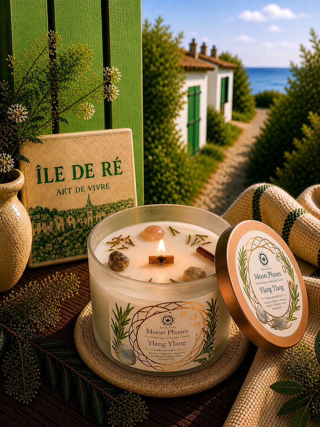 Bougie Parfumée Ylang - Ylang & Pierre de Lune – Douceur Envoûtante - shop_name Lithothérapie