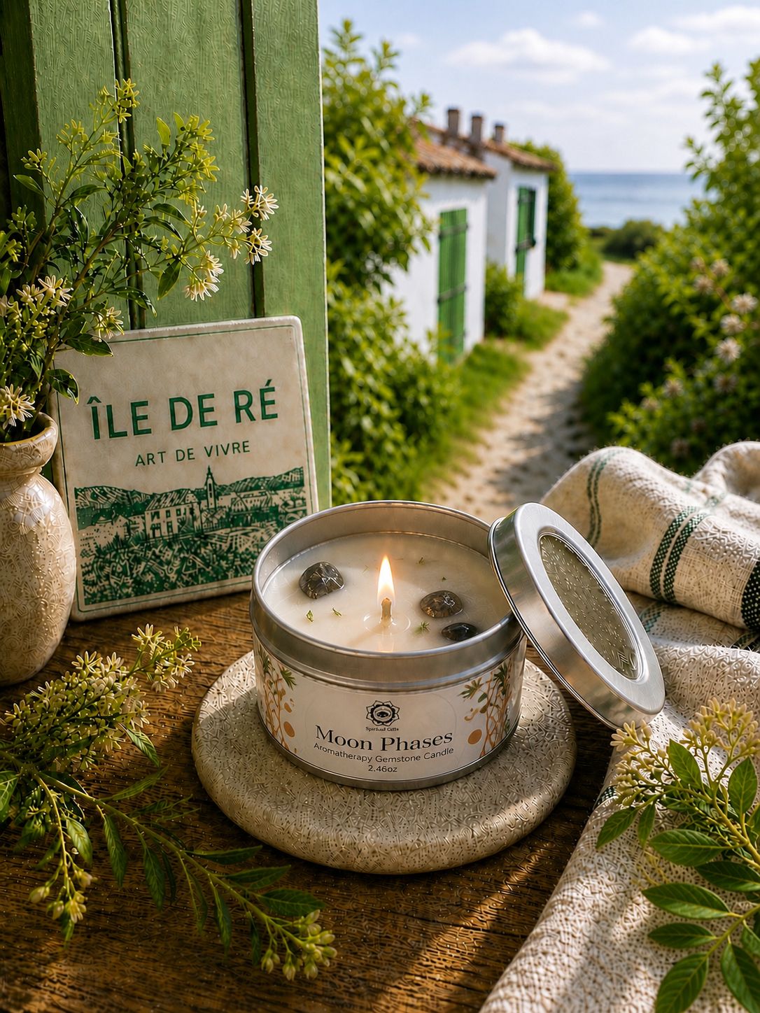 Bougie Parfumée Ylang - Ylang & Pierre de Lune – Douceur Envoûtante - shop_name Lithothérapie