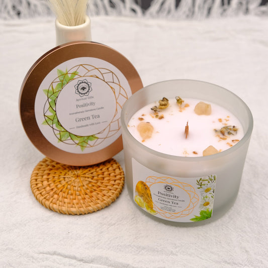 Bougie Positivité au Thé vert - shop_name Lithothérapie