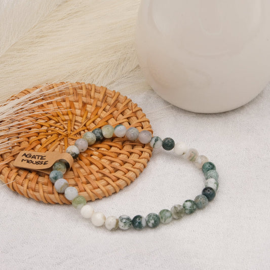 Bracelet Agate Mousse Blanche - shop_name Lithothérapie