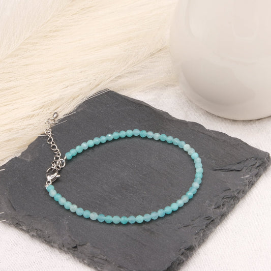 Bracelet Amazonite 3mm facetté - shop_name Lithothérapie