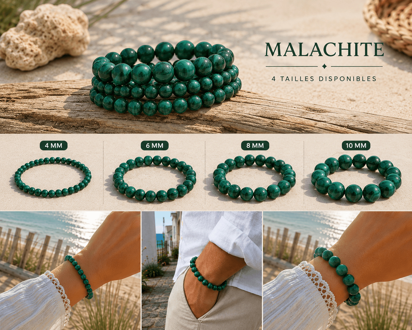 Bracelet Malachite - shop_name Lithothérapie