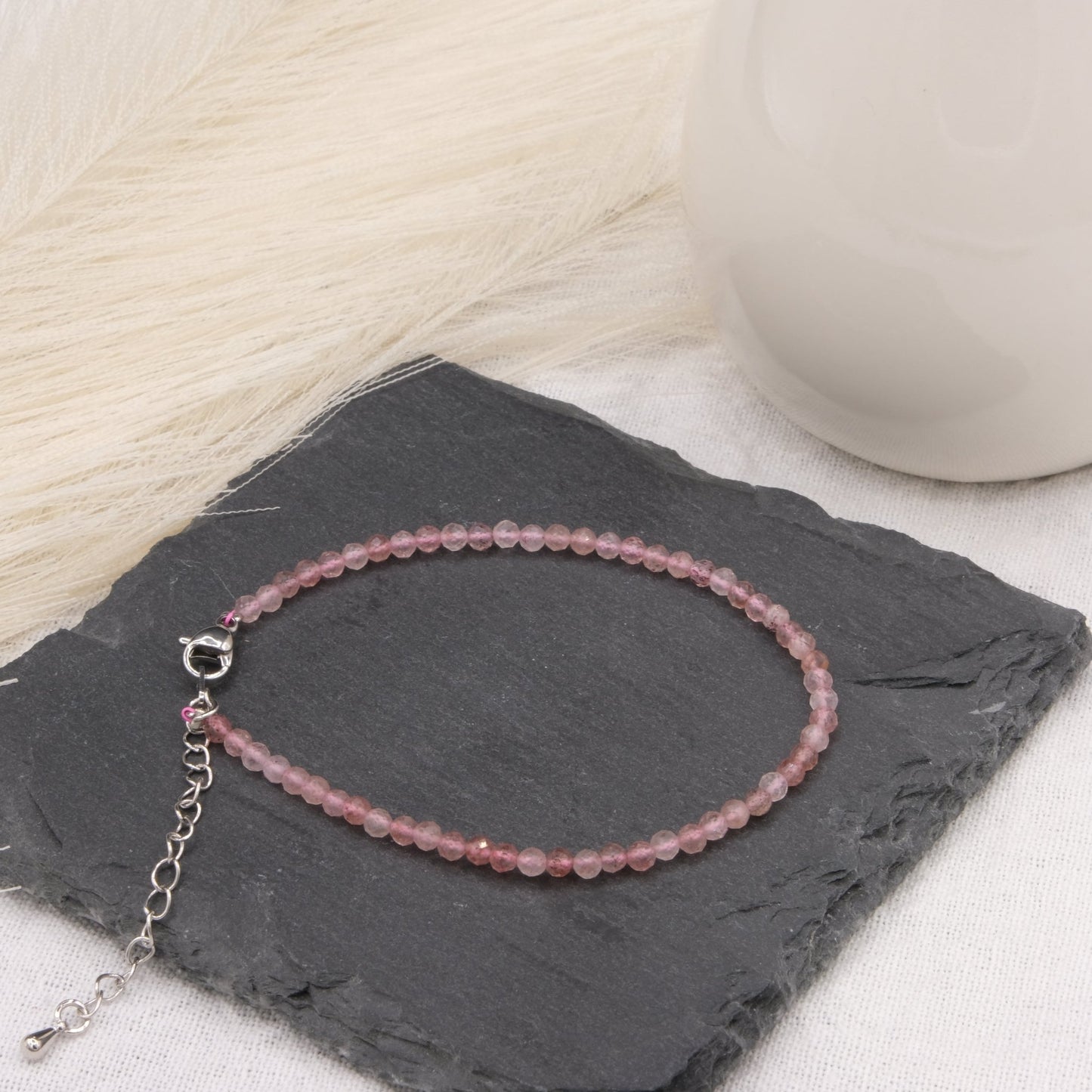Bracelet Quartz fraise 3mm facetté - shop_name Lithothérapie