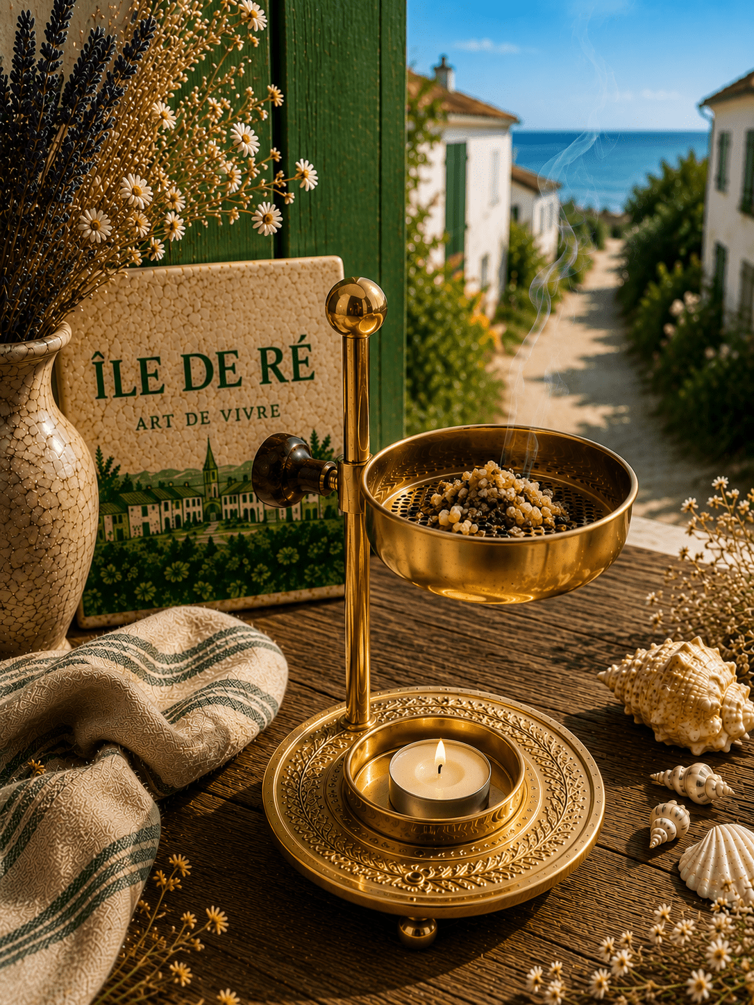 Brûleur Résine Bronze Chauffe - Plat 11cm | Terre de Cristal Île de Ré - shop_name Lithothérapie