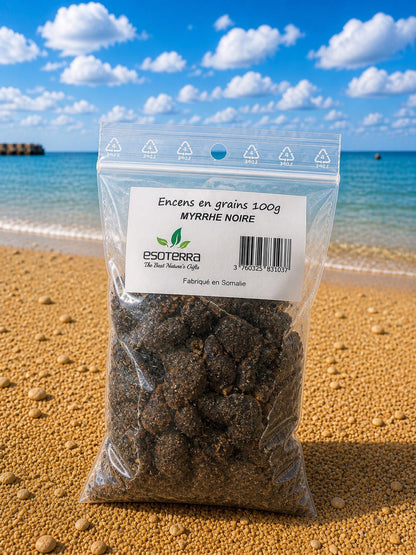 Encens en Grains Myrrhe Noire 100g – Résine Naturelle à Brûler | Terre de Cristal