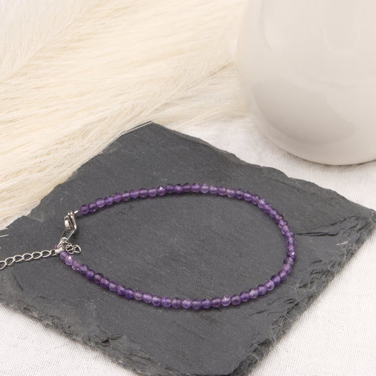 Bracelet Améthyste 3mm facetté-Terre de Cristal