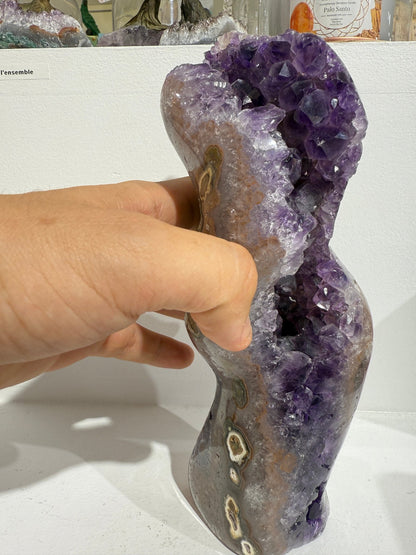 Géode d'Améthyste d'Uruguay sur Agate, Forme Libre Qualité extra - shop_name Lithothérapie