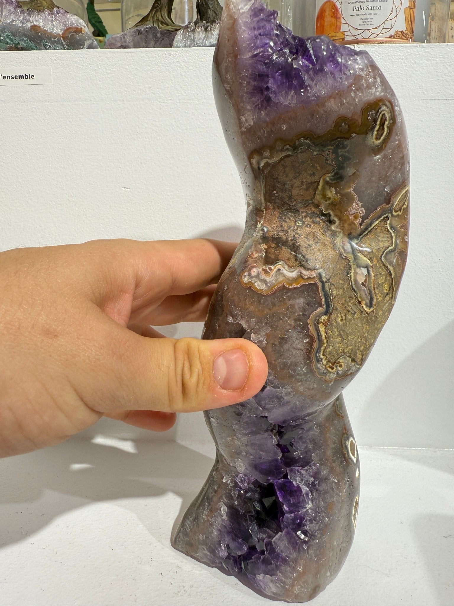 Géode d'Améthyste d'Uruguay sur Agate, Forme Libre Qualité extra - shop_name Lithothérapie