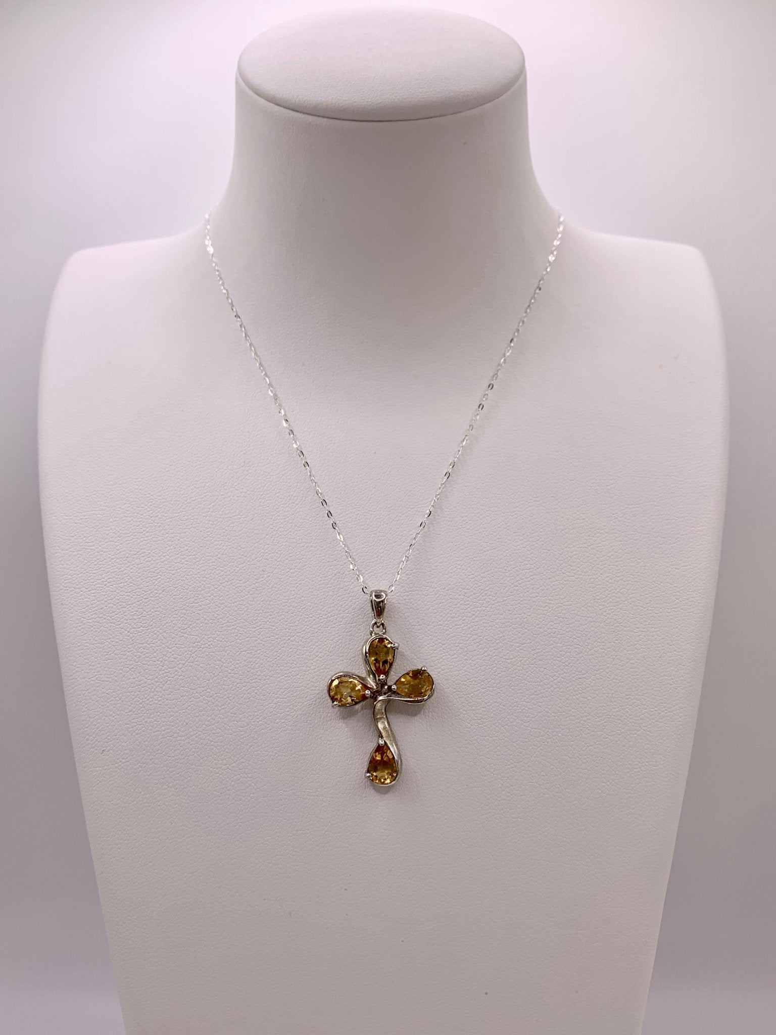 Pendentif croix en argent et citrine - shop_name Lithothérapie