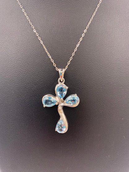 Pendentif croix en argent et topaze - shop_name Lithothérapie
