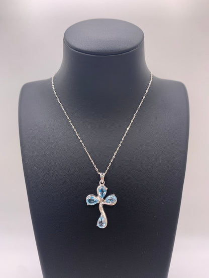 Pendentif croix en argent et topaze - shop_name Lithothérapie