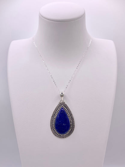 Pendentif en argent et aragonite bleue - shop_name Lithothérapie