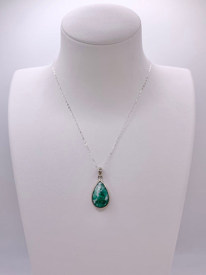 Pendentif en argent et émeraude - shop_name Lithothérapie