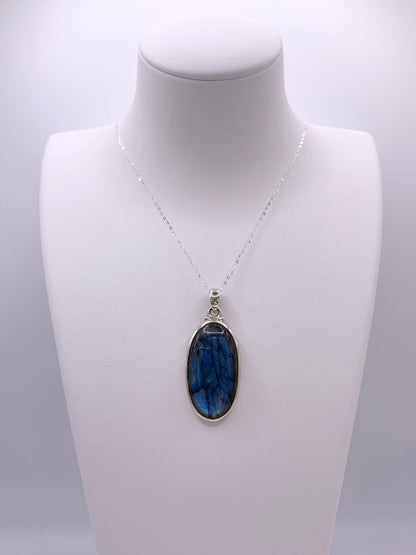 Pendentif en argent et labradorite - shop_name Lithothérapie