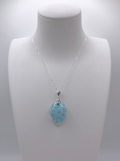 Pendentif en argent et larimar - shop_name Lithothérapie