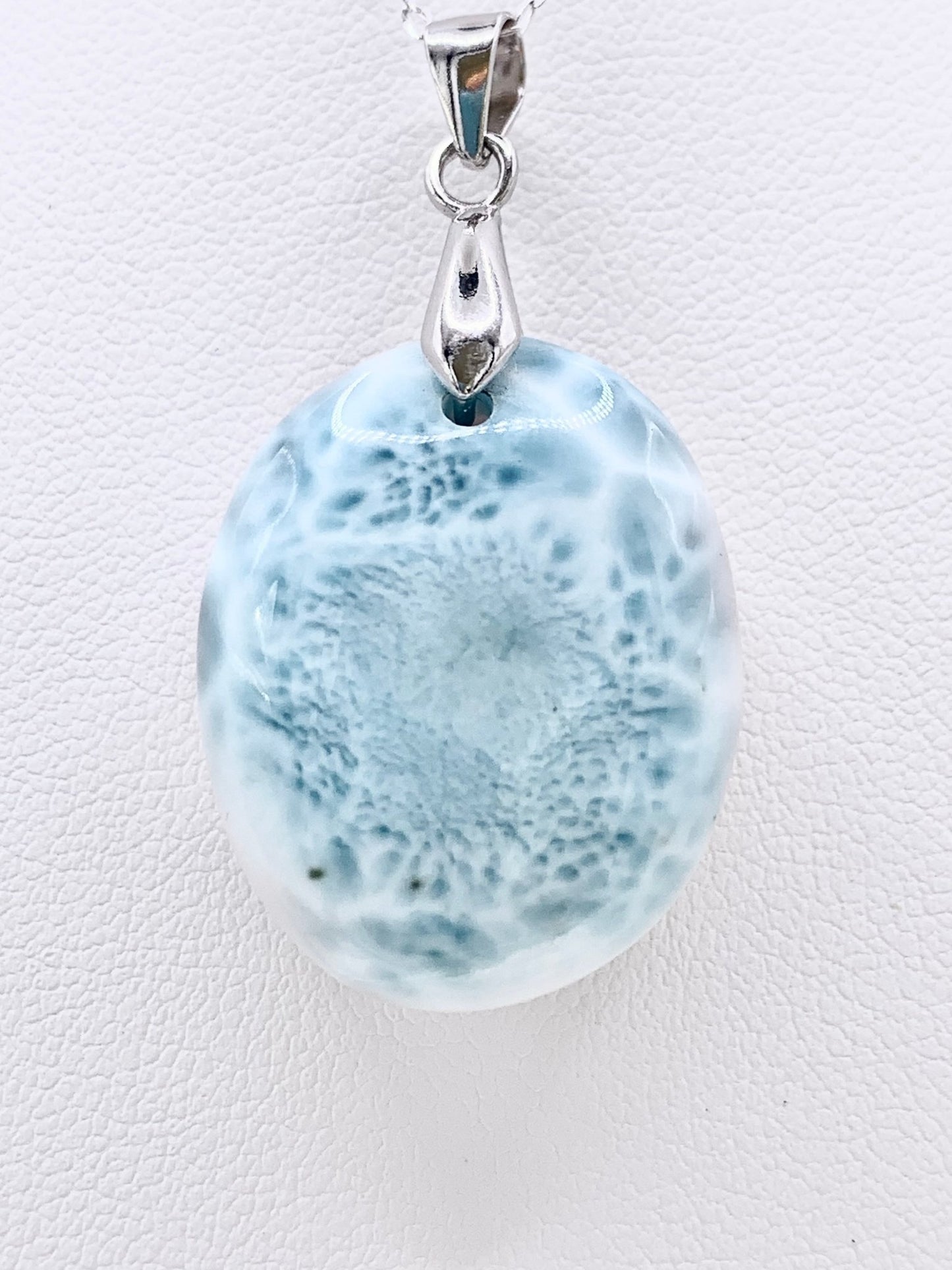 Pendentif en argent et larimar - shop_name Lithothérapie