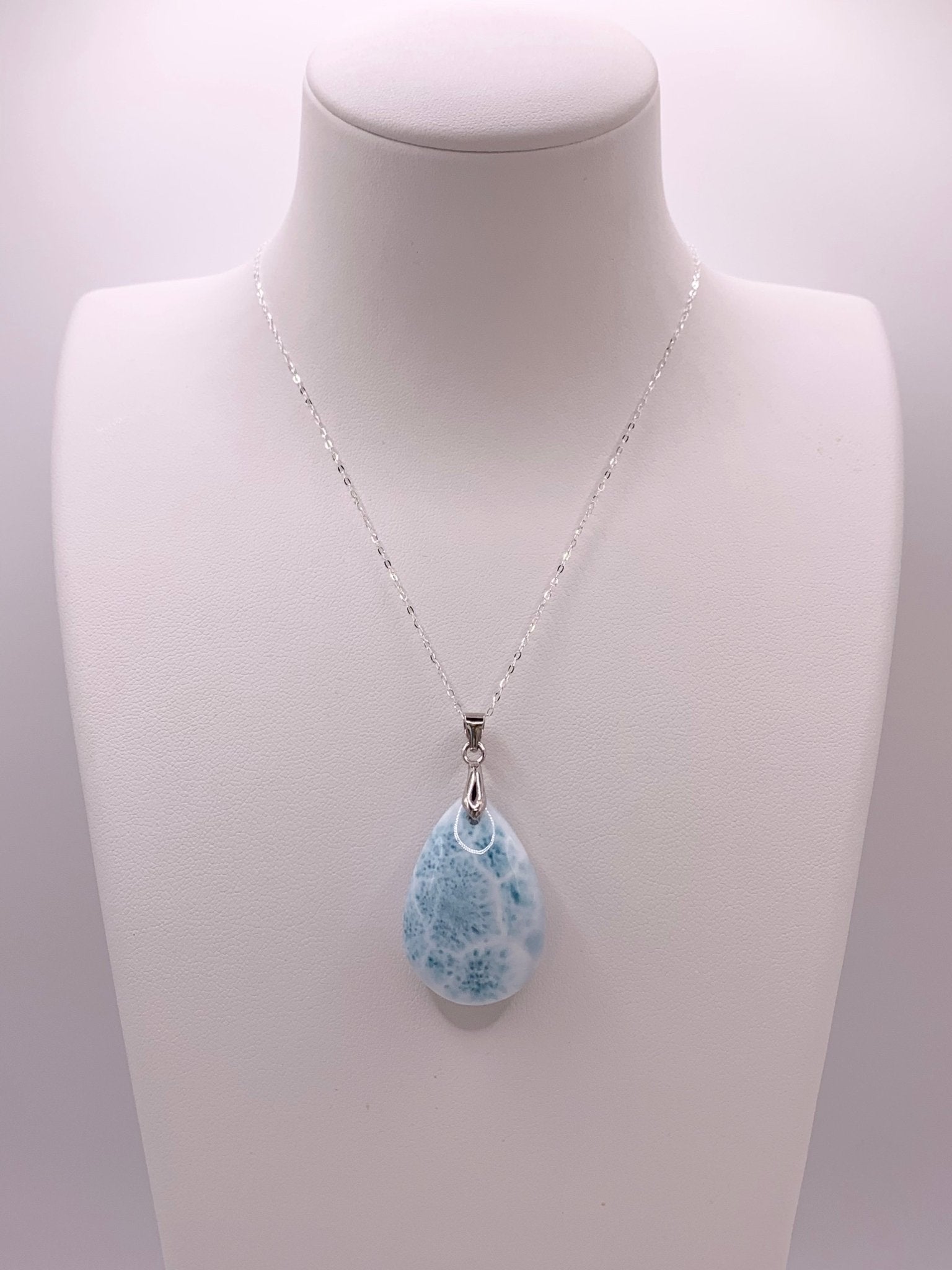 Pendentif en argent et larimar - shop_name Lithothérapie