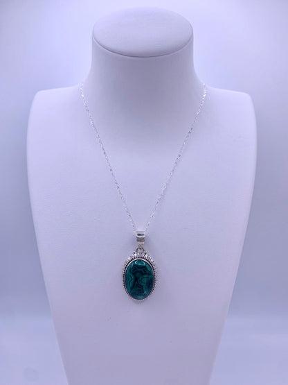Pendentif en argent et malachite - shop_name Lithothérapie