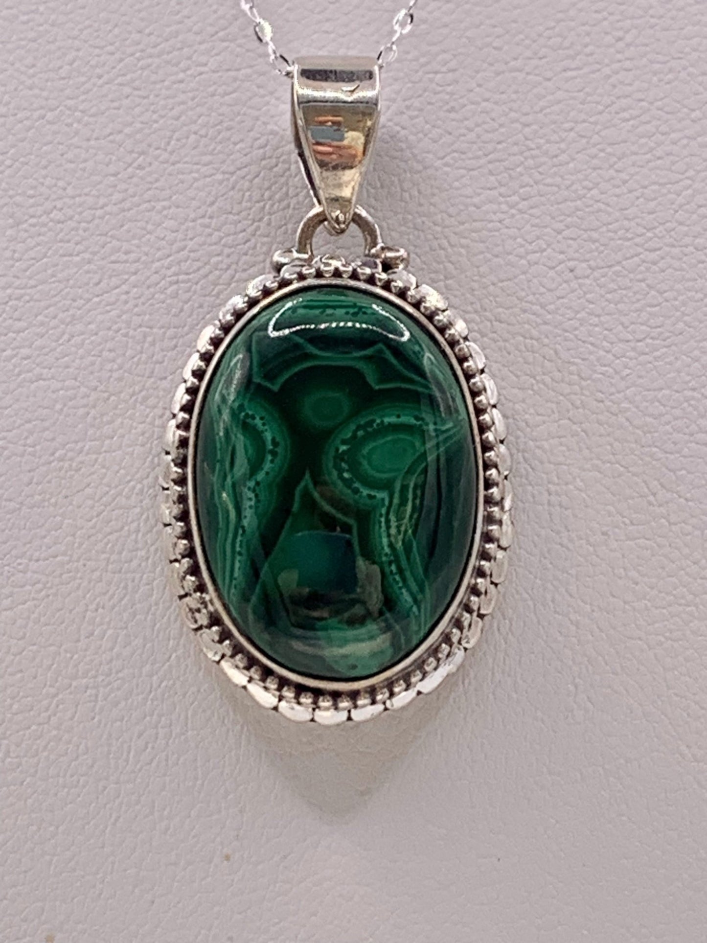 Pendentif en argent et malachite - shop_name Lithothérapie