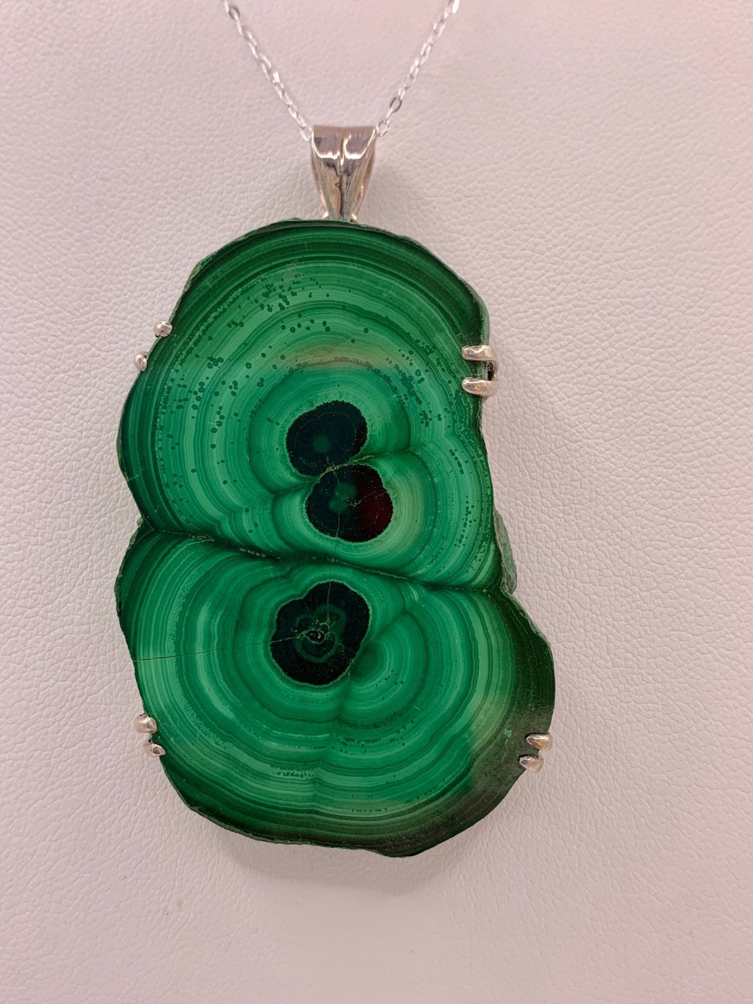 Pendentif en argent et malachite - shop_name Lithothérapie