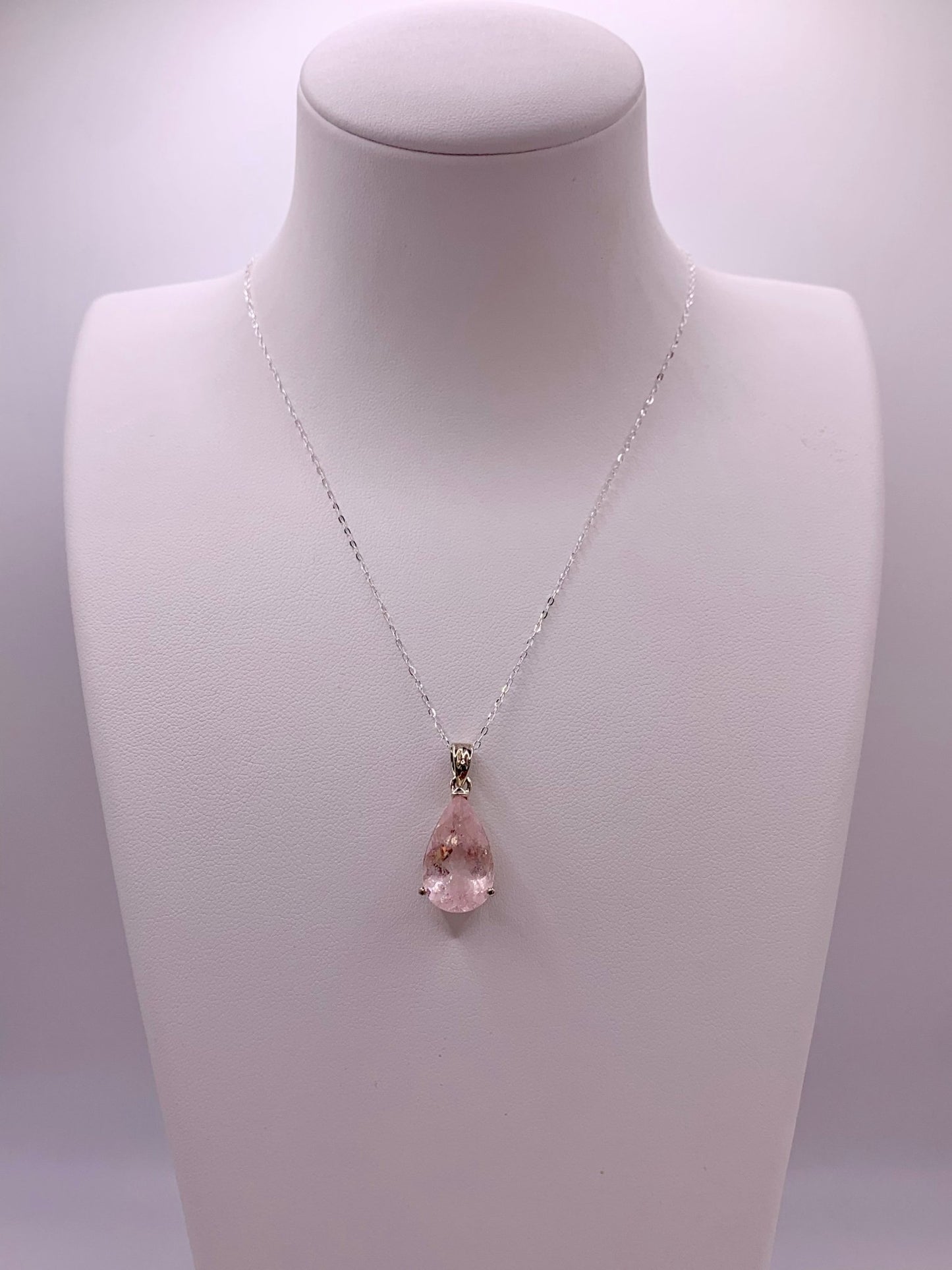 Pendentif en argent et morganite - shop_name Lithothérapie