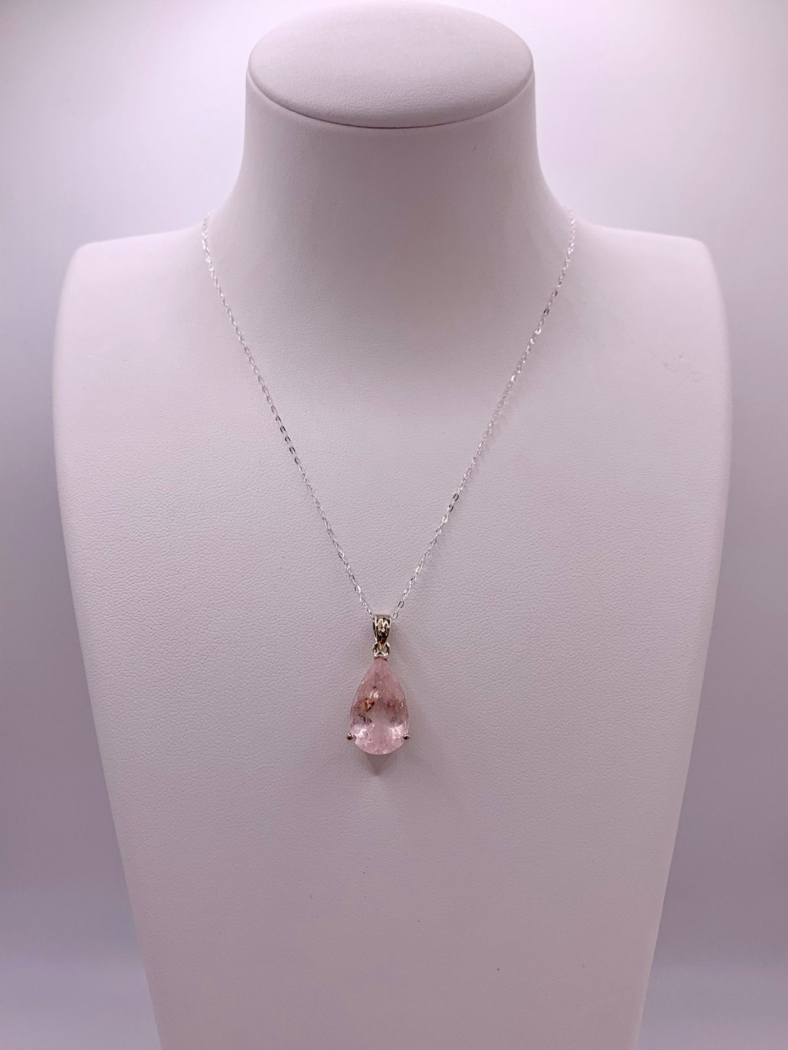 Pendentif en argent et morganite - shop_name Lithothérapie