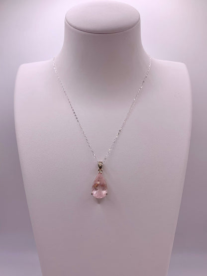 Pendentif en argent et morganite - shop_name Lithothérapie
