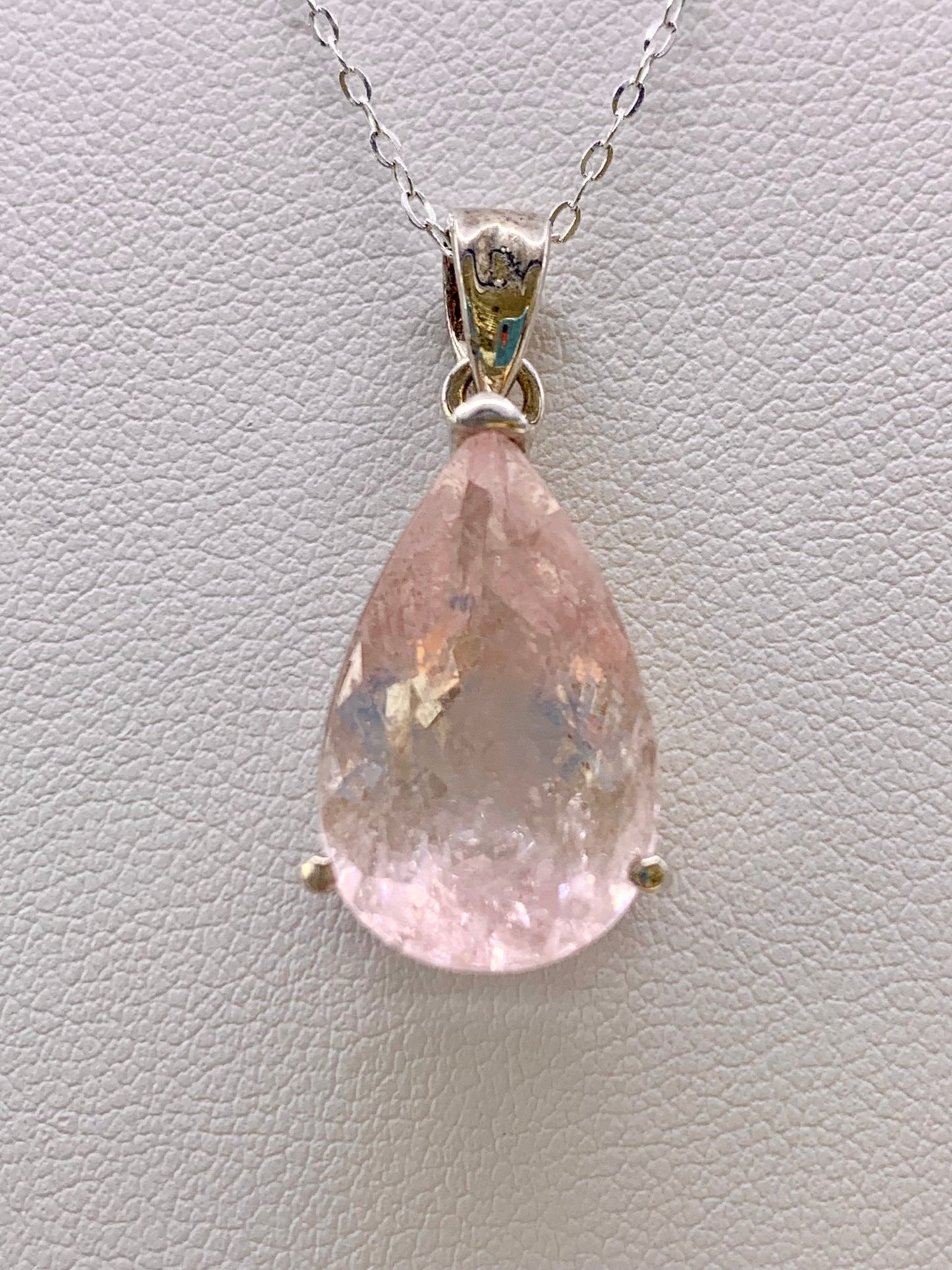 Pendentif en argent et morganite - shop_name Lithothérapie