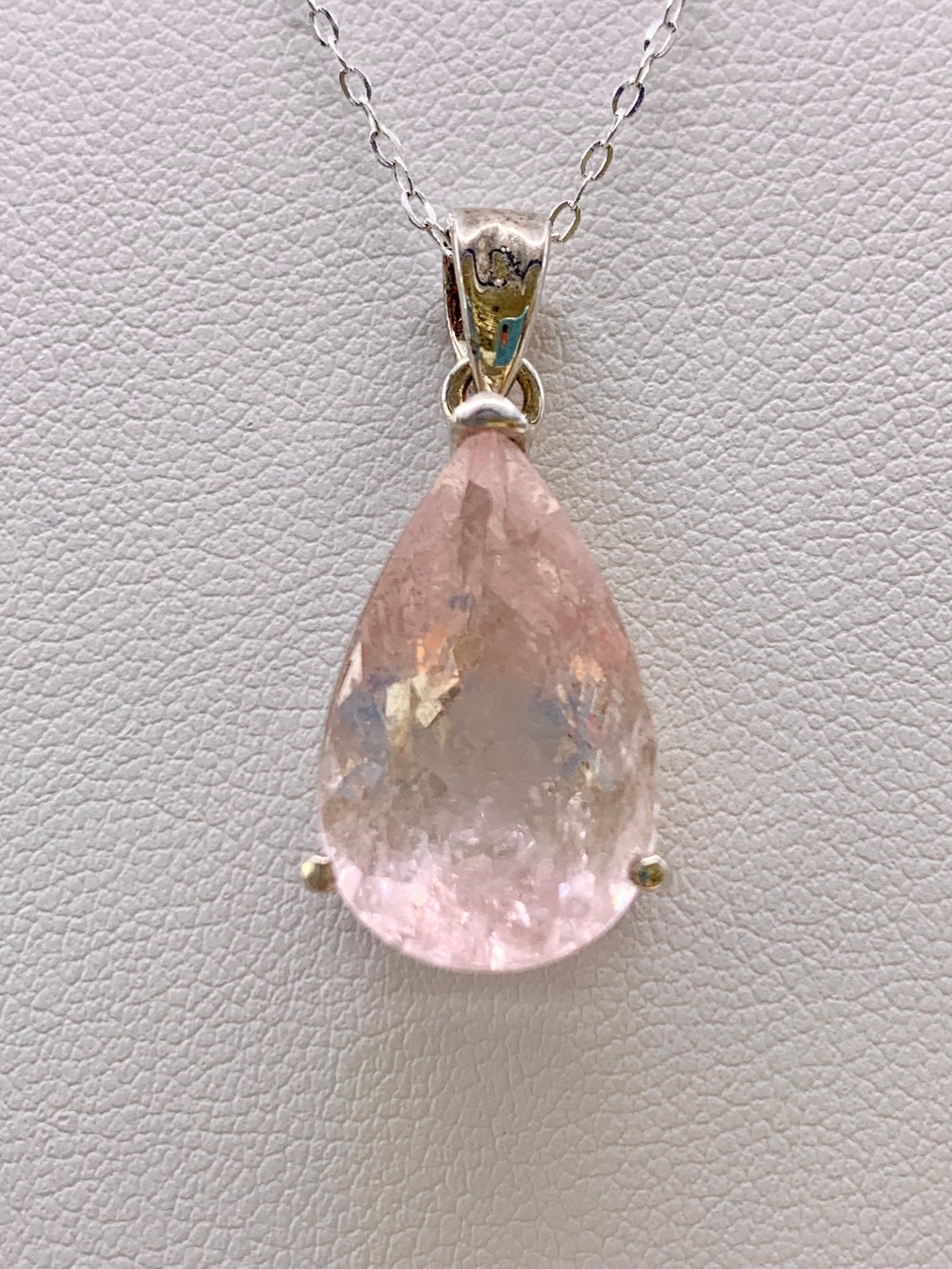 Pendentif en argent et morganite - shop_name Lithothérapie