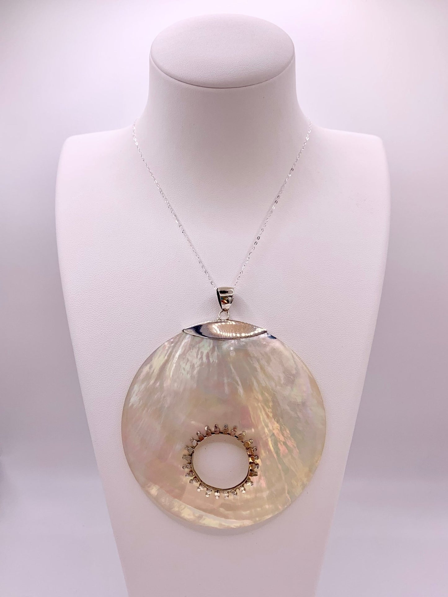 Pendentif en argent et nacre - shop_name Lithothérapie