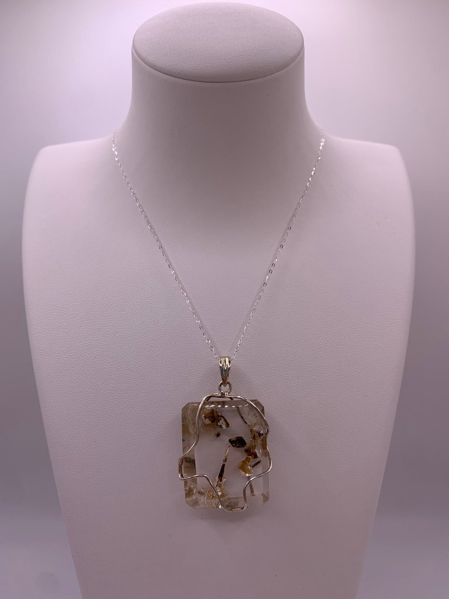 Pendentif en argent et quartz lodolite - shop_name Lithothérapie