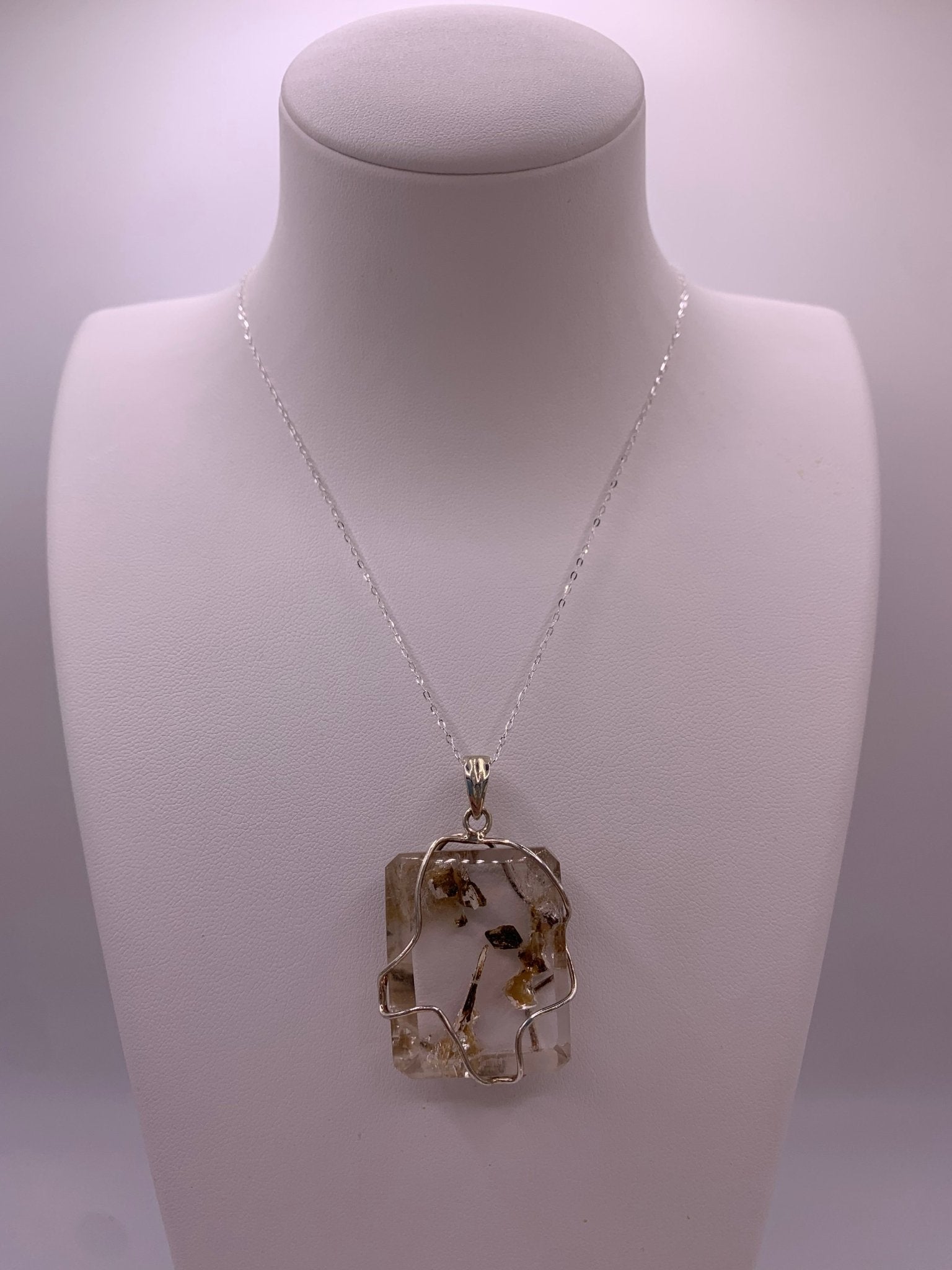 Pendentif en argent et quartz lodolite - shop_name Lithothérapie