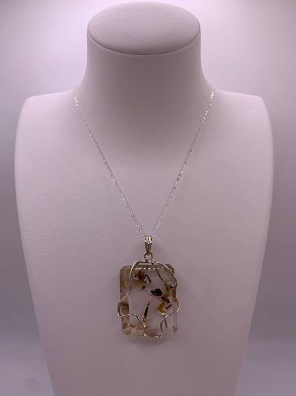 Pendentif en argent et quartz lodolite - shop_name Lithothérapie