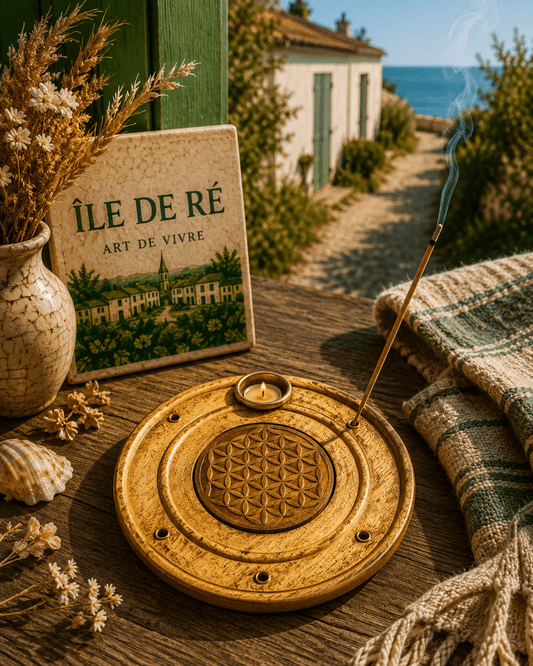 Porte - Encens Fleur de Vie Bois 10cm | Terre de Cristal Île de Ré - shop_name Lithothérapie