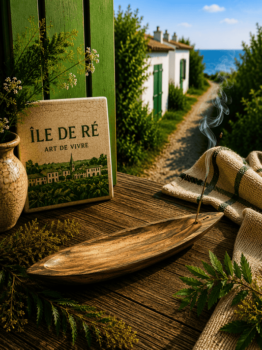 Porte - Encens Pirogue Bois 25x5cm | Boutique Bien - Être Île de Ré – Terre de Cristal - shop_name Lithothérapie