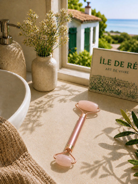 Rouleau de Massage Vibrant Quartz Rose – Visage & Cou